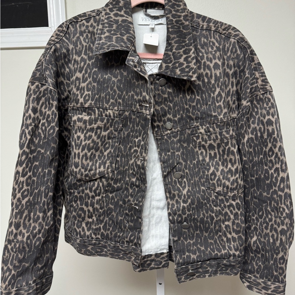 Denim leopard jacket